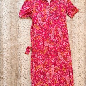 MSK Pink and Orange Paisley Maxi Dress with Ring Zip